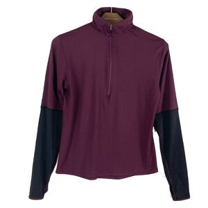New LIQUID ENERGY Sweatshirt M Colorblock Plum Black 1/4-Zip Thumb-Holes Long-Sl